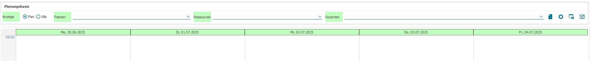 Ferien: (grün) in ANTRAGO Planung plus (Planungstool)
