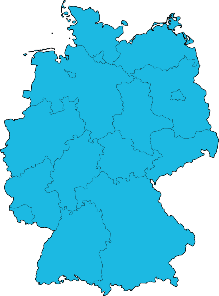 Deutschlandkarte inkl. Grenzen der Bundesländer
Nutzung gemäß CC-Lizenz
https://creativecommons.org/licenses/by-sa/2.0/de/deed.de